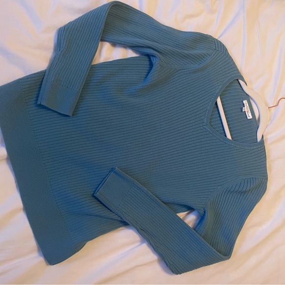 Sweaters - Northern Reflections 100% cotton | Blue Ribbed Women's Sweater